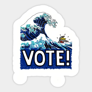 Blue Wave (After Hokusai) (With VOTE! Text) Sticker